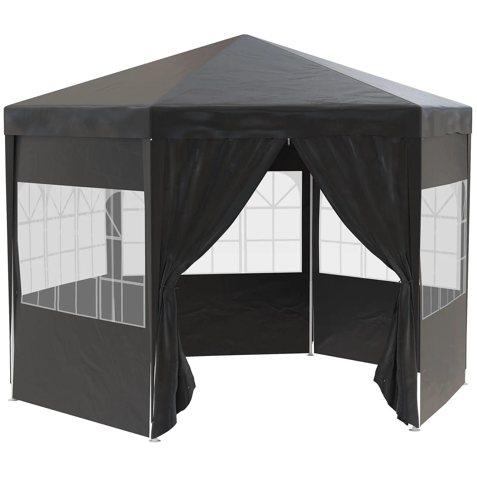 OUTSUNNY 3.9m Outdoor Gazebo Canopy Party Tent with 6 Removable Side Walls in Black 2