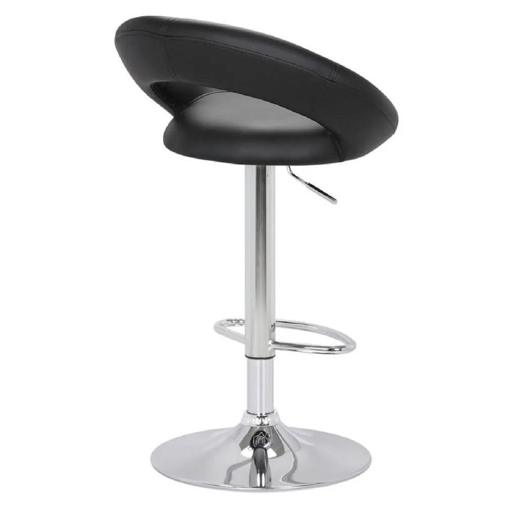 netfurniture Serene Black Padded Kitchen Breakfast Bar Stool Height Adjustable 3