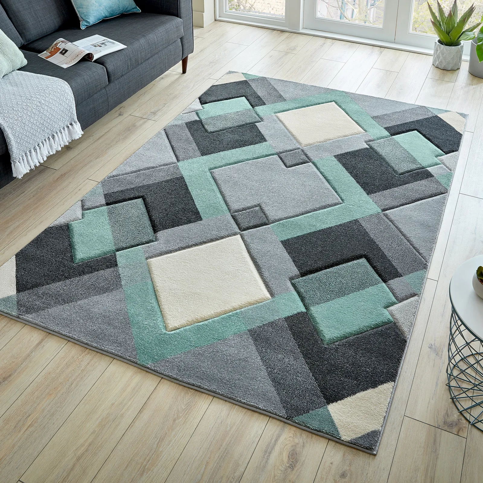 Hand Carved Nimbus Rug Green/Grey