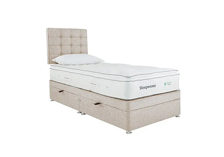 Natural Touch 2000 Pillowtop Side Ottoman Divan Set - Single - Tweed Cream