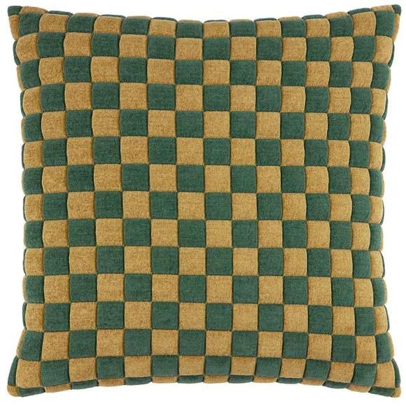 Furn Softie Checkerboard Quilted Cushion Green 50 X 50Cm, Green 2
