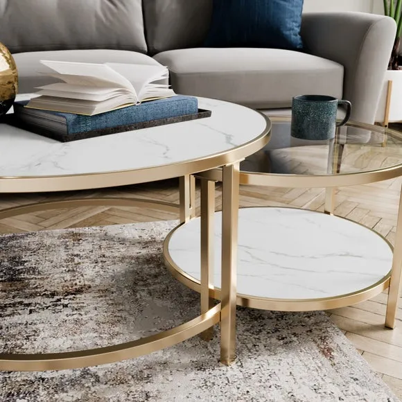 Sofia Faux Marble Nest of Coffee Tables 3