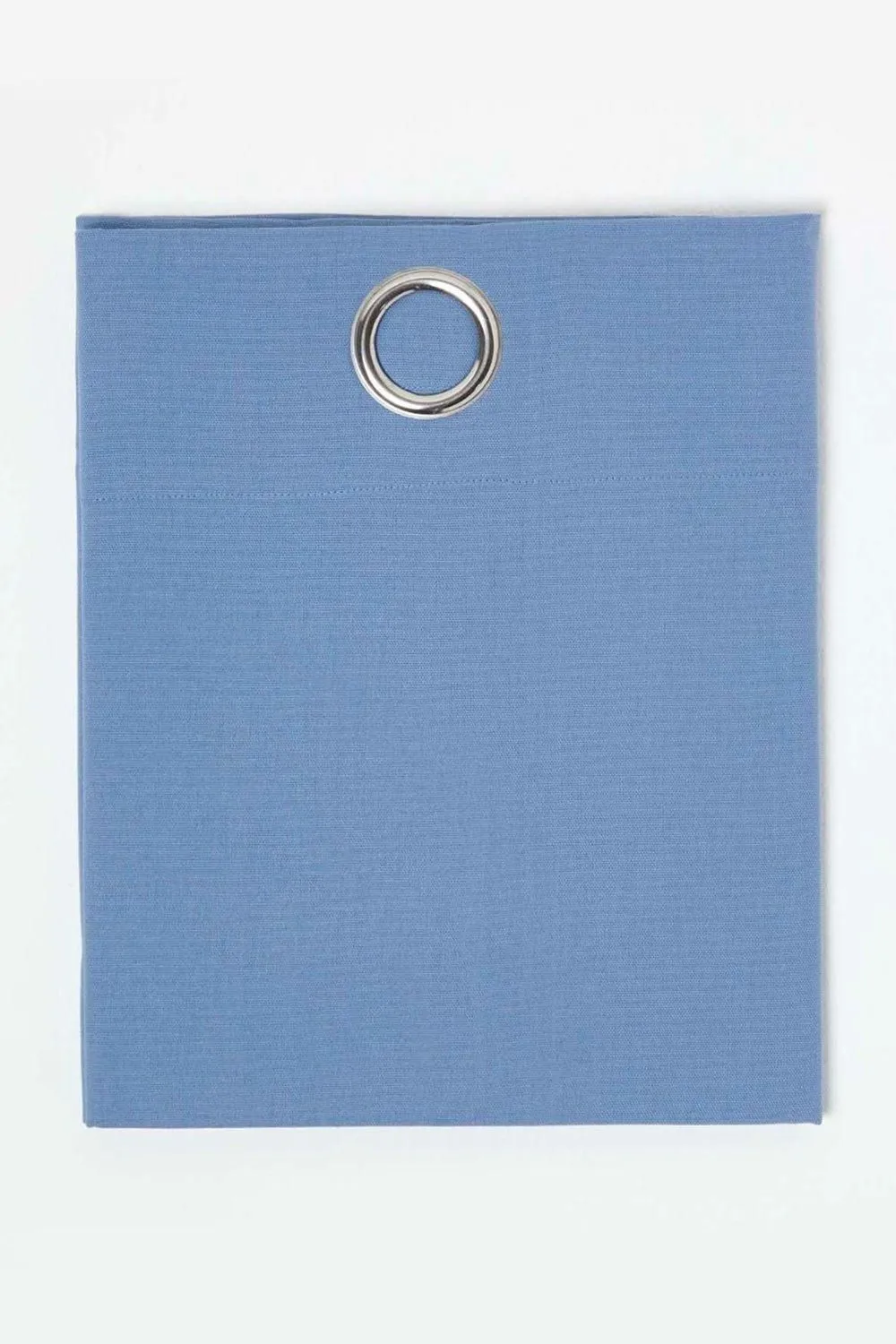 Homescapes Plain Cotton Ready Made Eyelet Curtain Pair in Mid Blue 3