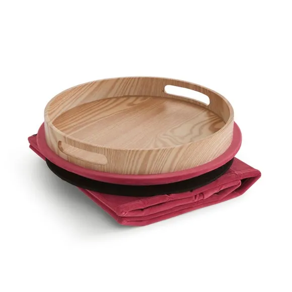 Round Ottoman with Tray, Velvet 5
