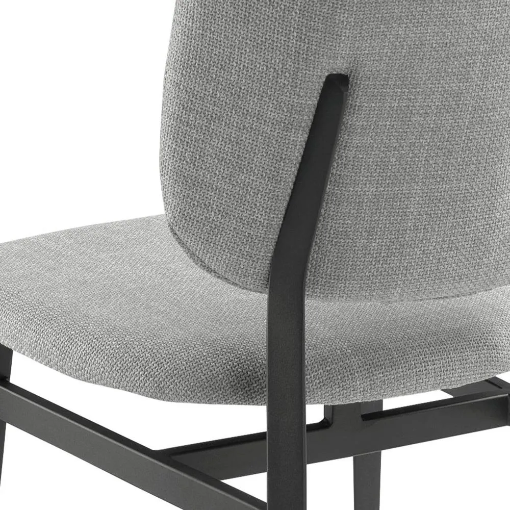 Angel Cerda Light Grey Fabric Dining Chair with Black Steel Legs 5