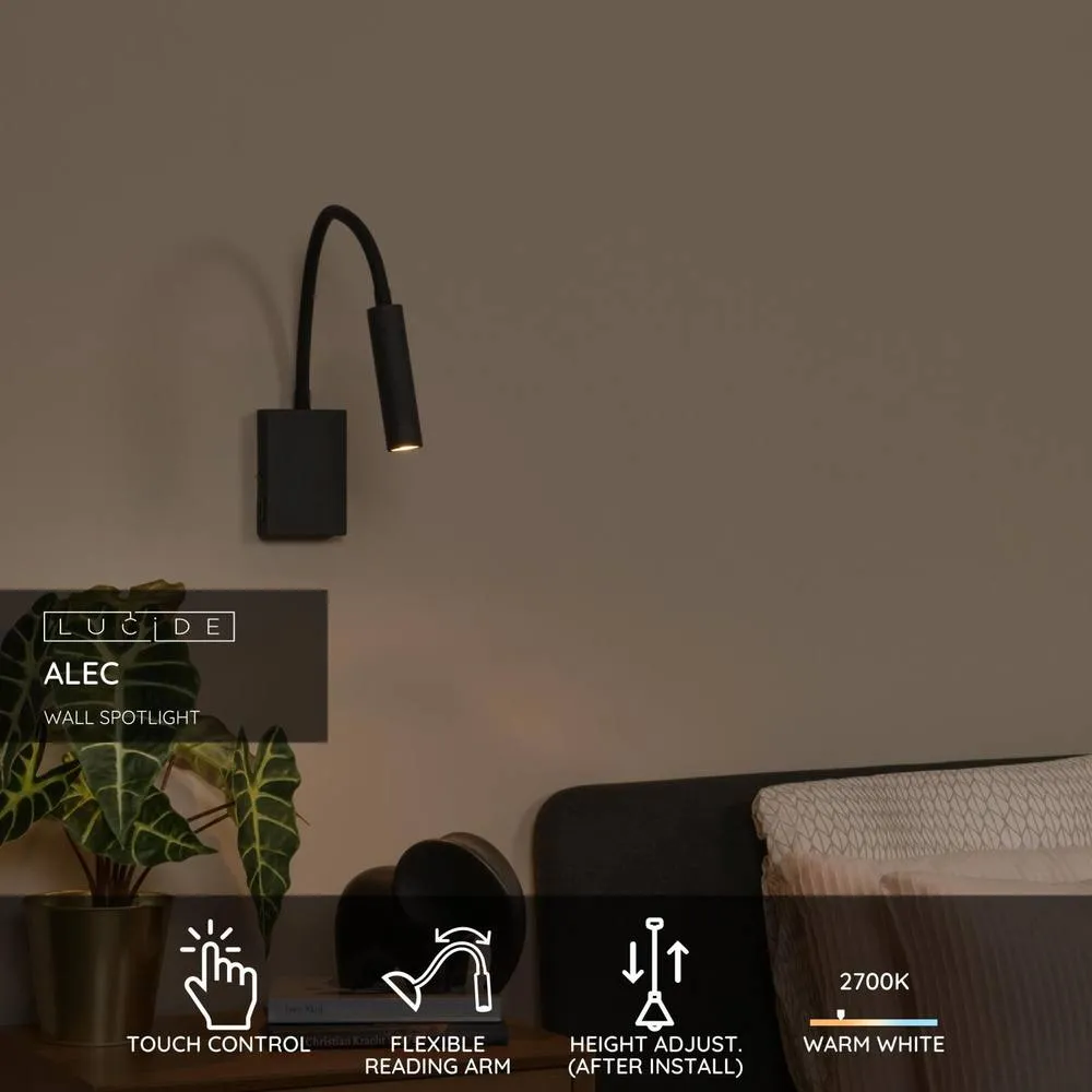 Netlighting Lucide ALEC Wall spotlight LED G9 1x3W 2700K Black 2