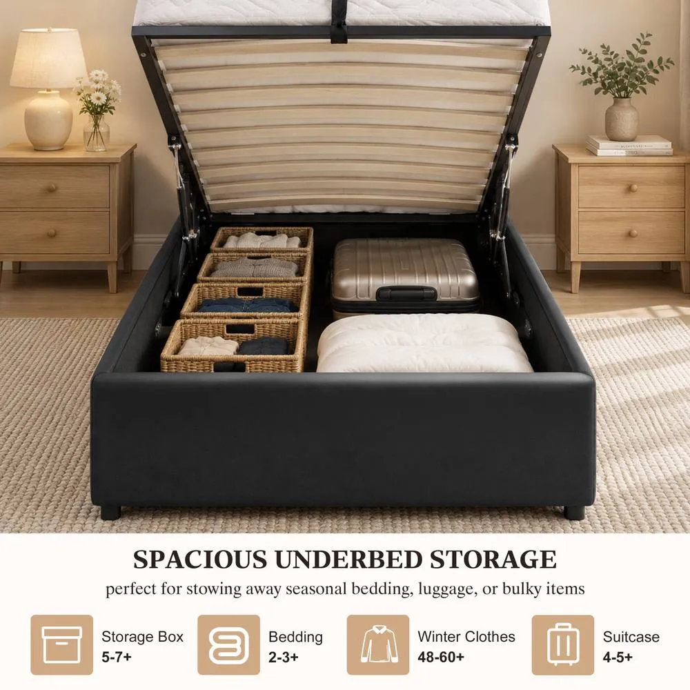 Comfy Living Ltd PU Faux Leather Gas Lift Ottoman Bedframe in Black 4