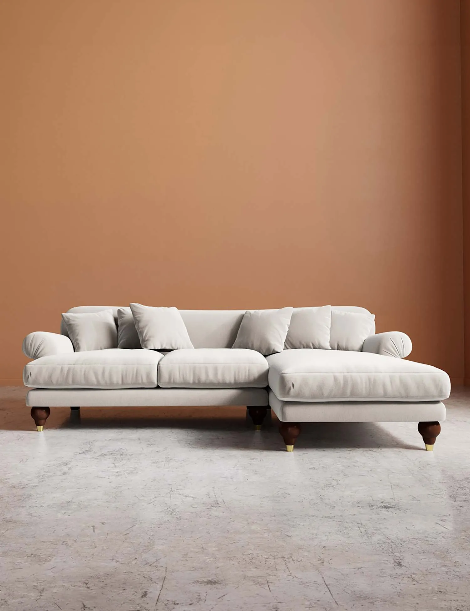 Swoon Willows Crushed Velvet Right Corner Sofa Cream