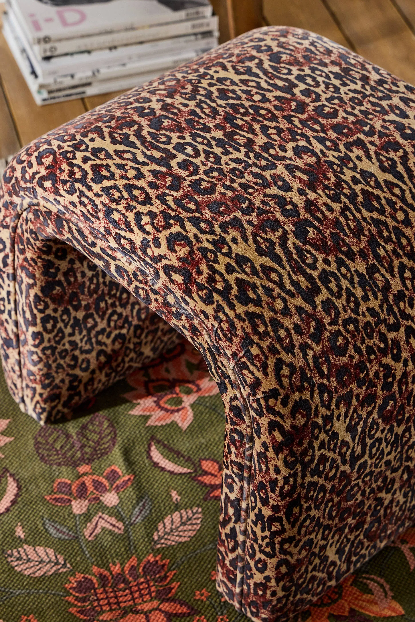 Jane Leopard Velvet Stool - Black ALL 2