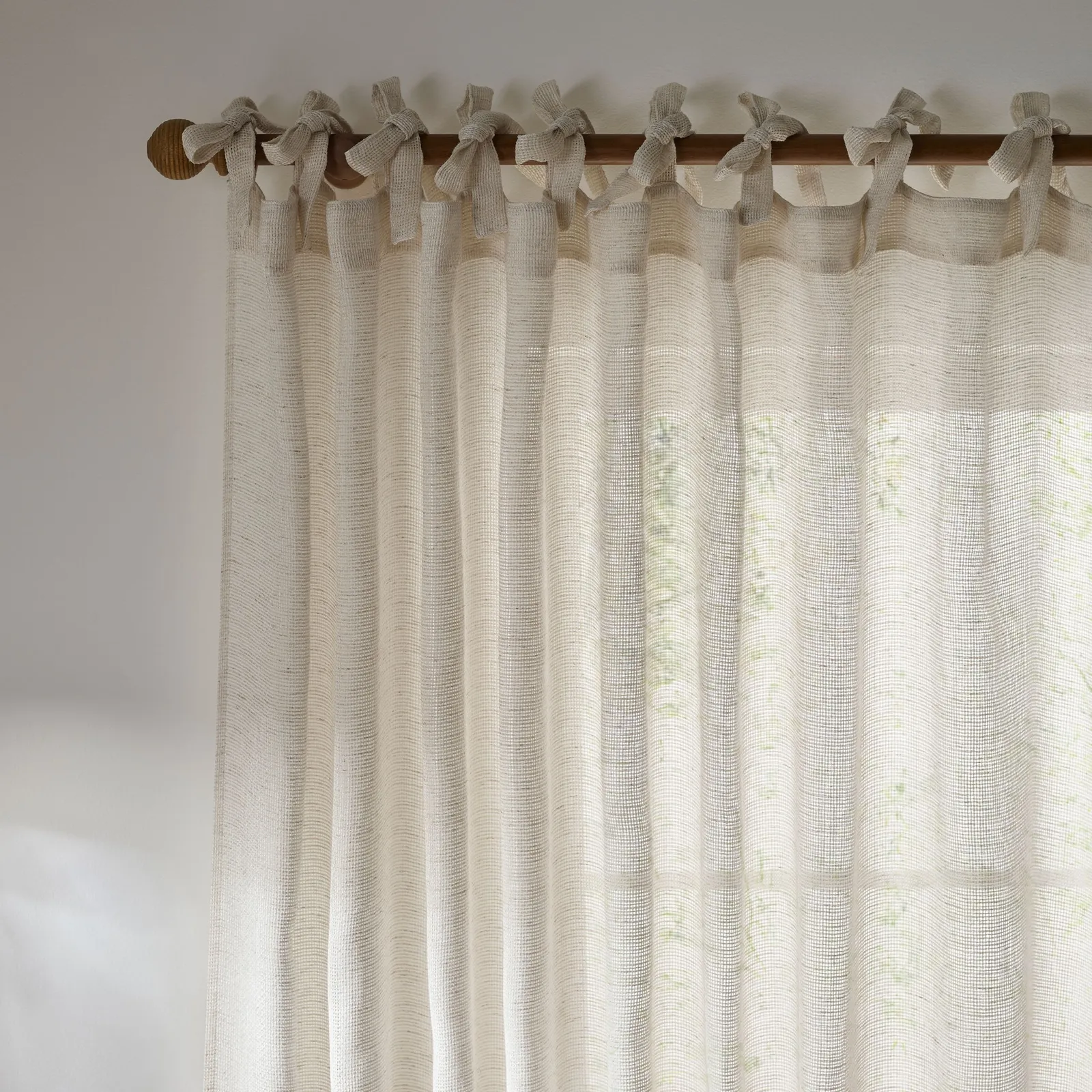 Yard Nimbus Sheer Tie Top Curtain Panel in Natural 2