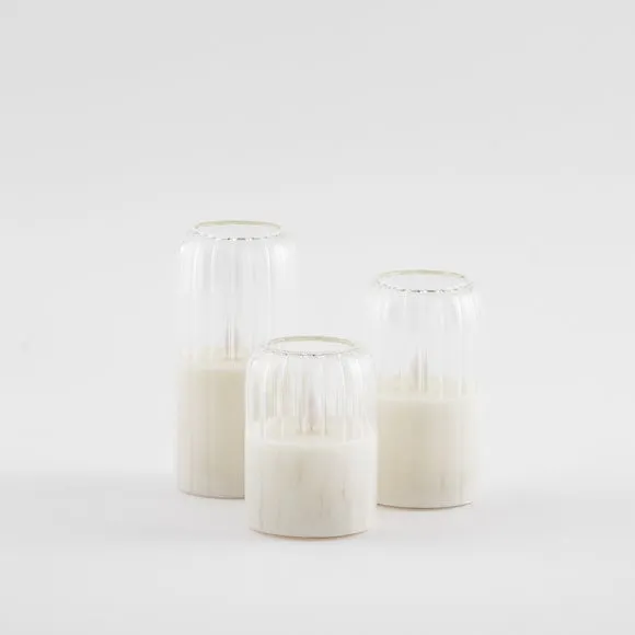 Set of 3 Clear Dome LED Pillar Candles 3