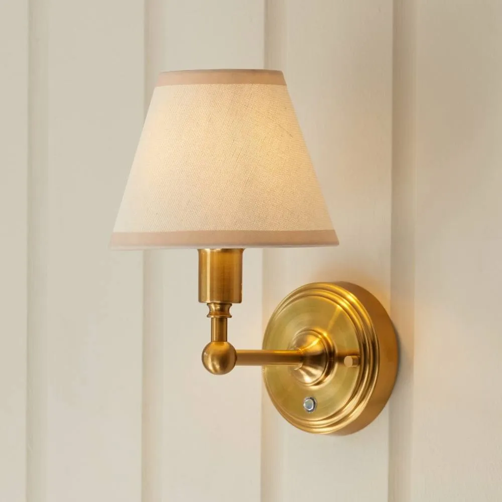 Netlighting Burley Rechargeable Wall Light Fabric Ivy Shade 16cm in Gold 4