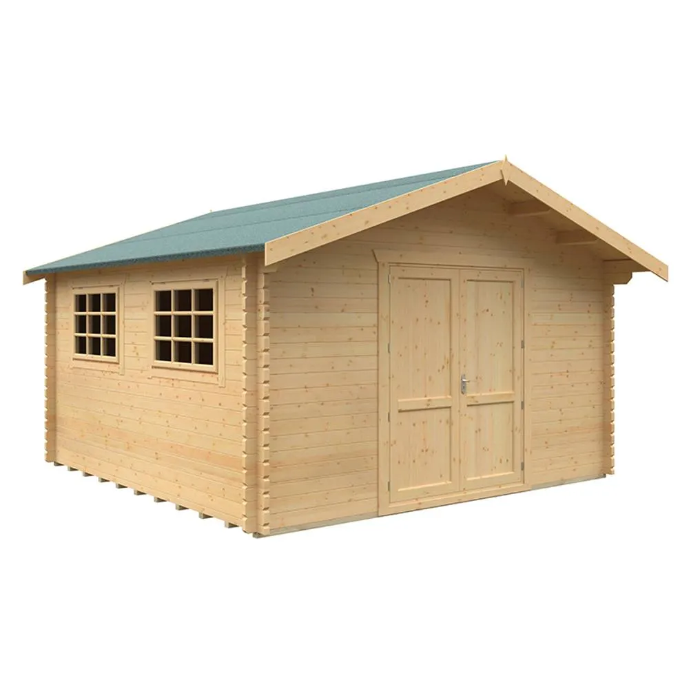 Buttercup Farm 14x14w Marlborough Plus 44mm Cabin - L415 x W415 x H282.2 cm in Natural