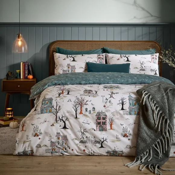 furn. Ghost Town Polycotton Duvet Cover & Pillowcase Set 1