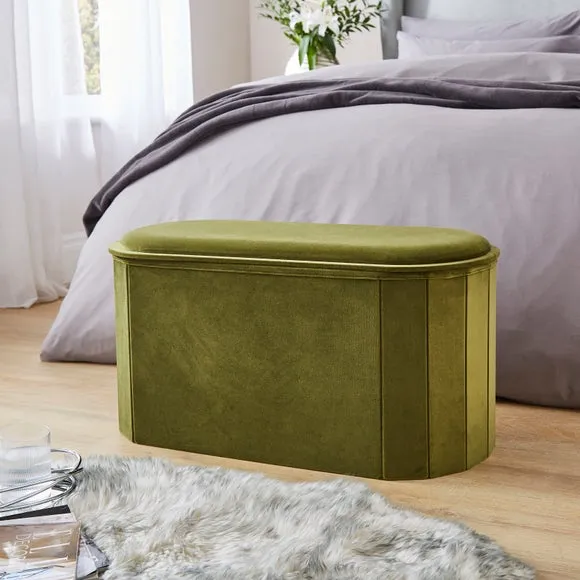 Recycled Velour Lozenge Ottoman with Tray 1
