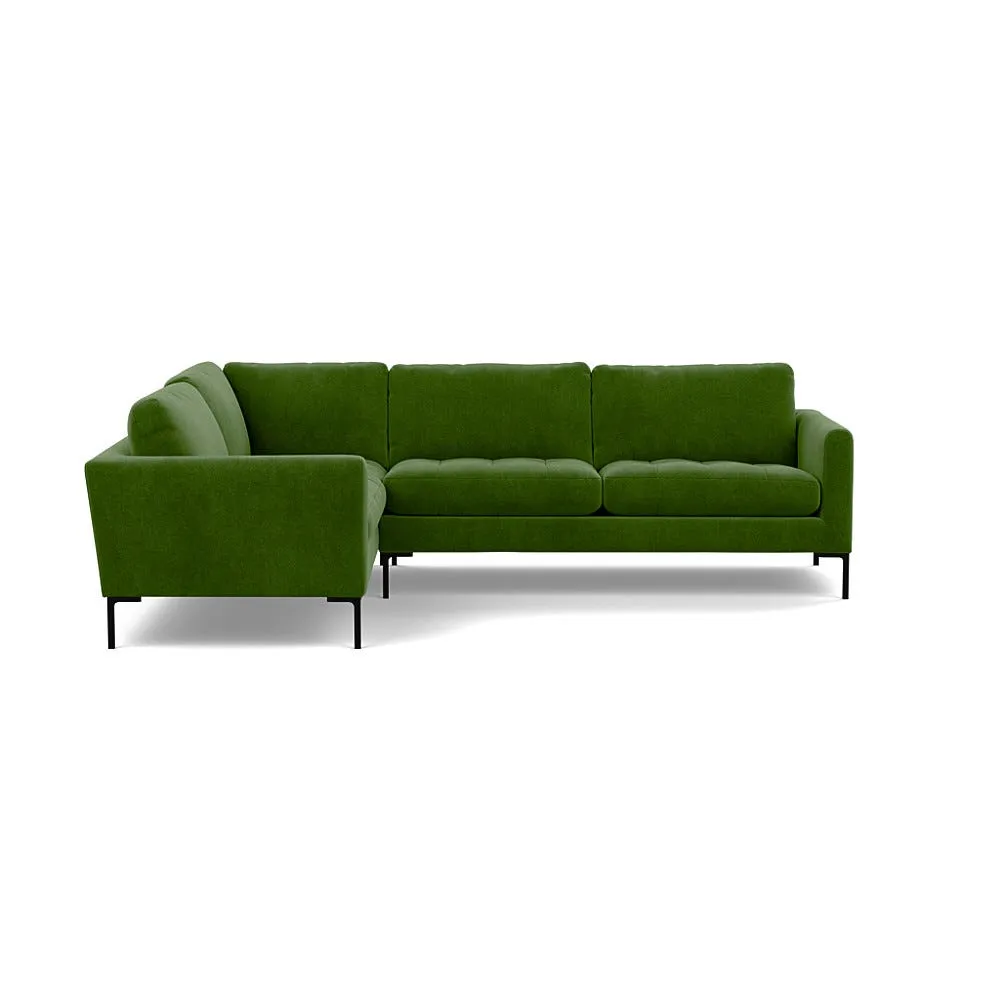 Heal's Eton Left Hand Facing Corner Sofa Smart Luxe Velvet Grass Black Feet 1