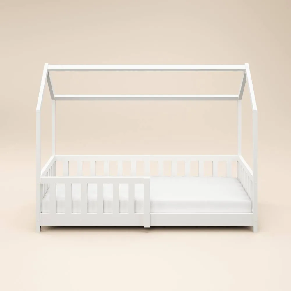 Flair Explorer Shorty Play House Floor Bed with Rails Wooden White 4
