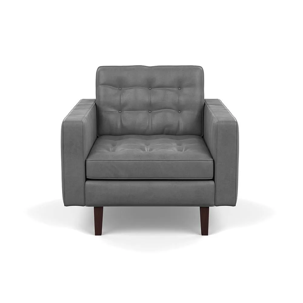 Heal's Hepburn Armchair Daino Leather Steel Black Feet