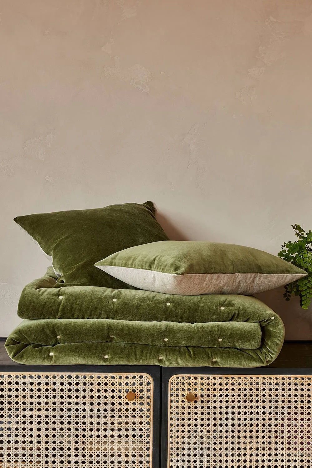 CHRISTY Luxury Filled Velvet 'Jaipur' Rectangle Cushions in Olive 4