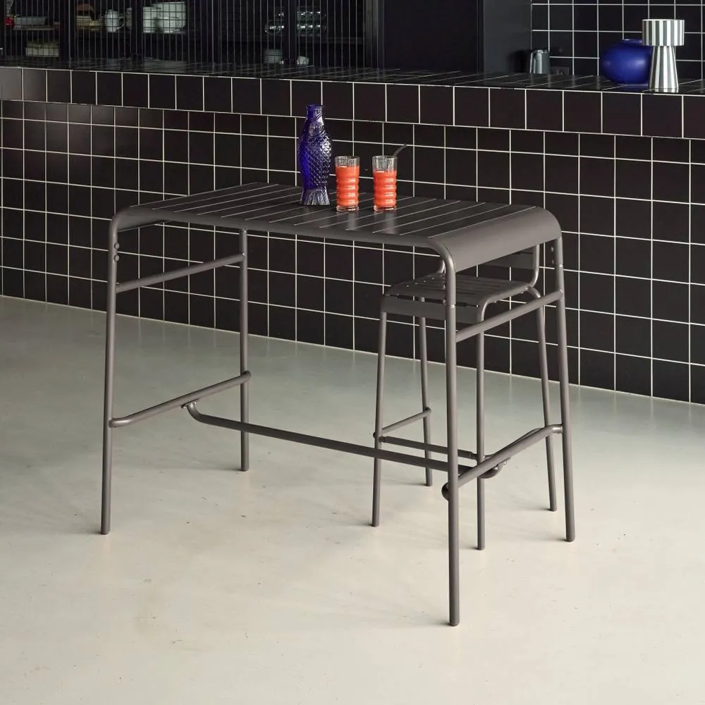 sweeek 4-seater Metal Garden Bar Table in Dark Grey 4