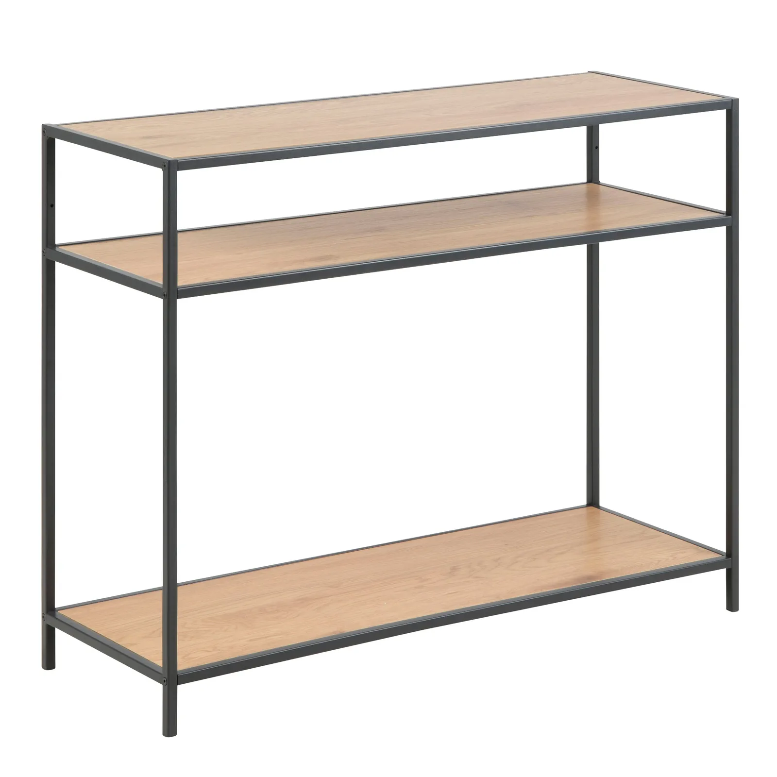 Furniture To Go Seaford Console Table, 2 Shelves in Black & Oak