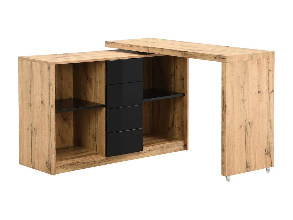 Vente-unique Extendable Desk With 360° Swivel Top - MDF - Natural & Black 5