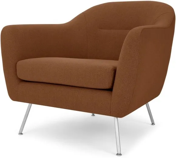 Reece Armchair, Mina Burnt Orange with Metal Legs 