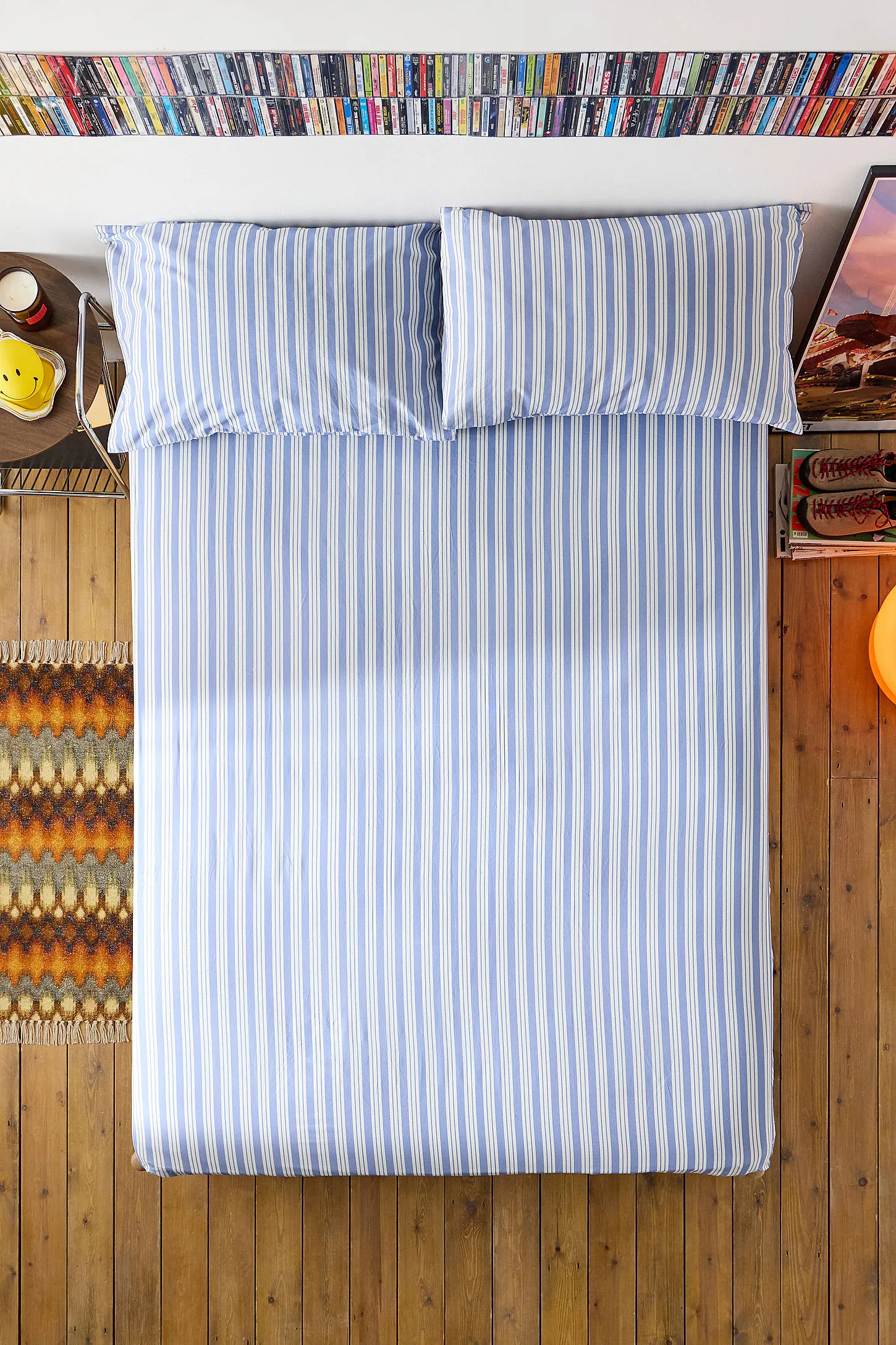 Blue Stripe Fitted Sheet & Pillowcase Set 2