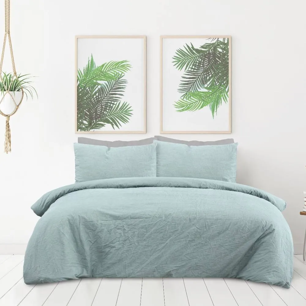 Smart Living Luxury Pure Cotton Plain Dye Duvet Cover With Pillowcase in Green