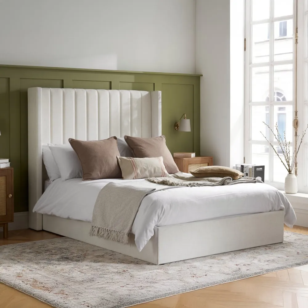 Maisey - Double - Ottoman Storage Bed - Cream - Linen Fabric - 4ft6