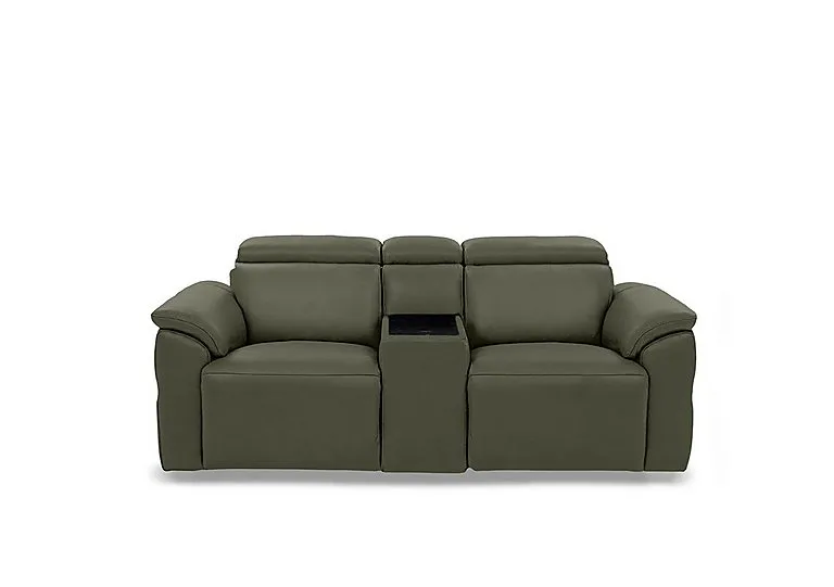 Dolomite 2 Seater Leather Power Recliner Sofa with Power Headrests and Console - Oslo Pine