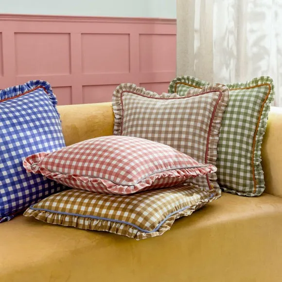 Furn. Maude Gingham Cotton Square Cushion 6