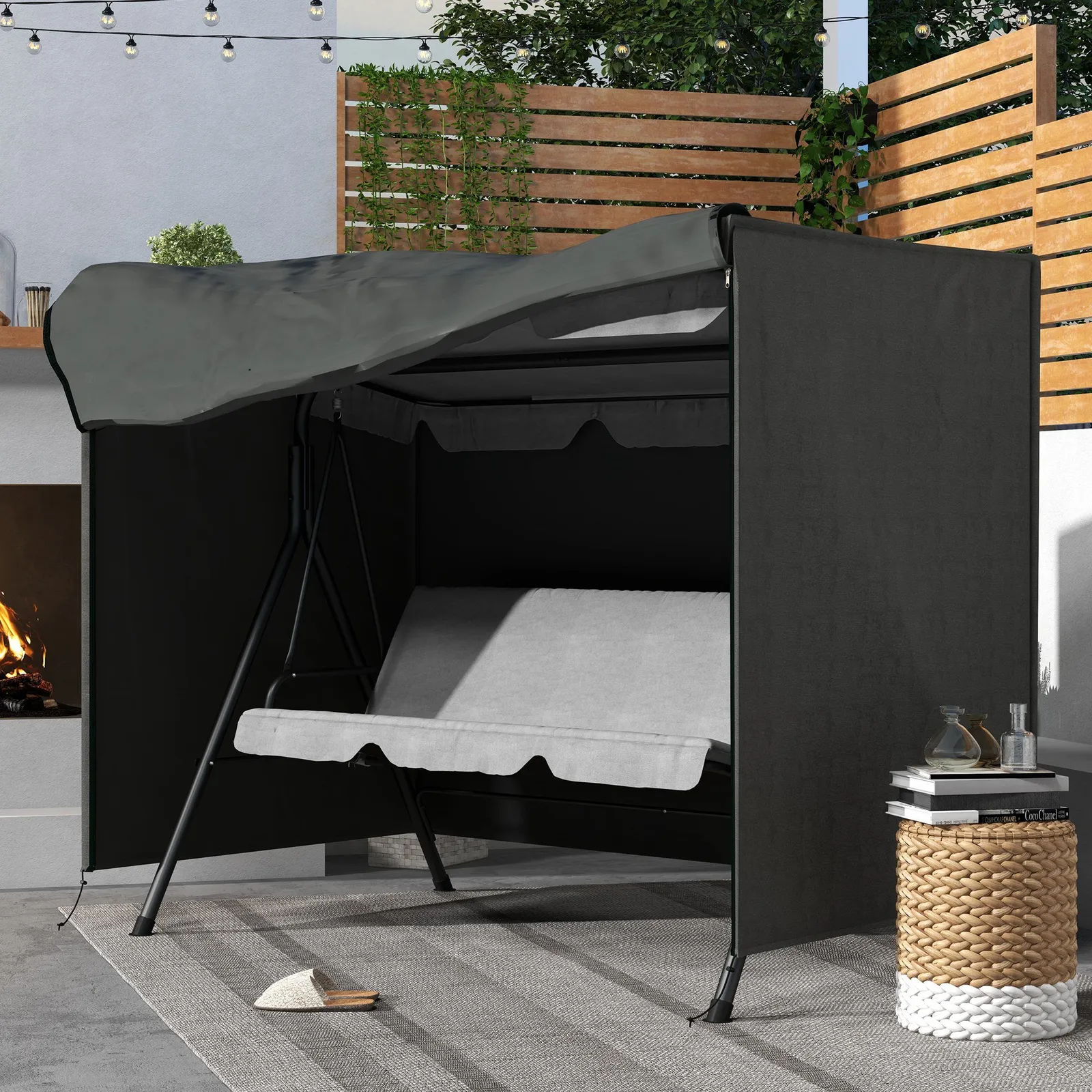 OUTSUNNY Garden Furniture Protector Patio Swing Chair Cover in Dark Grey