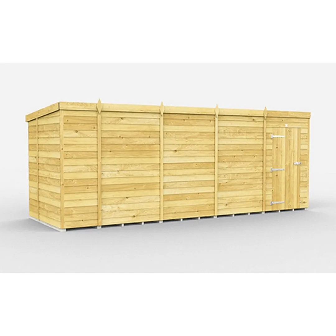 Buttercup Farm 18 x 7 Feet Pent Shed - Single Door W/O Window - L214 x W533 x H201 cm in Brown