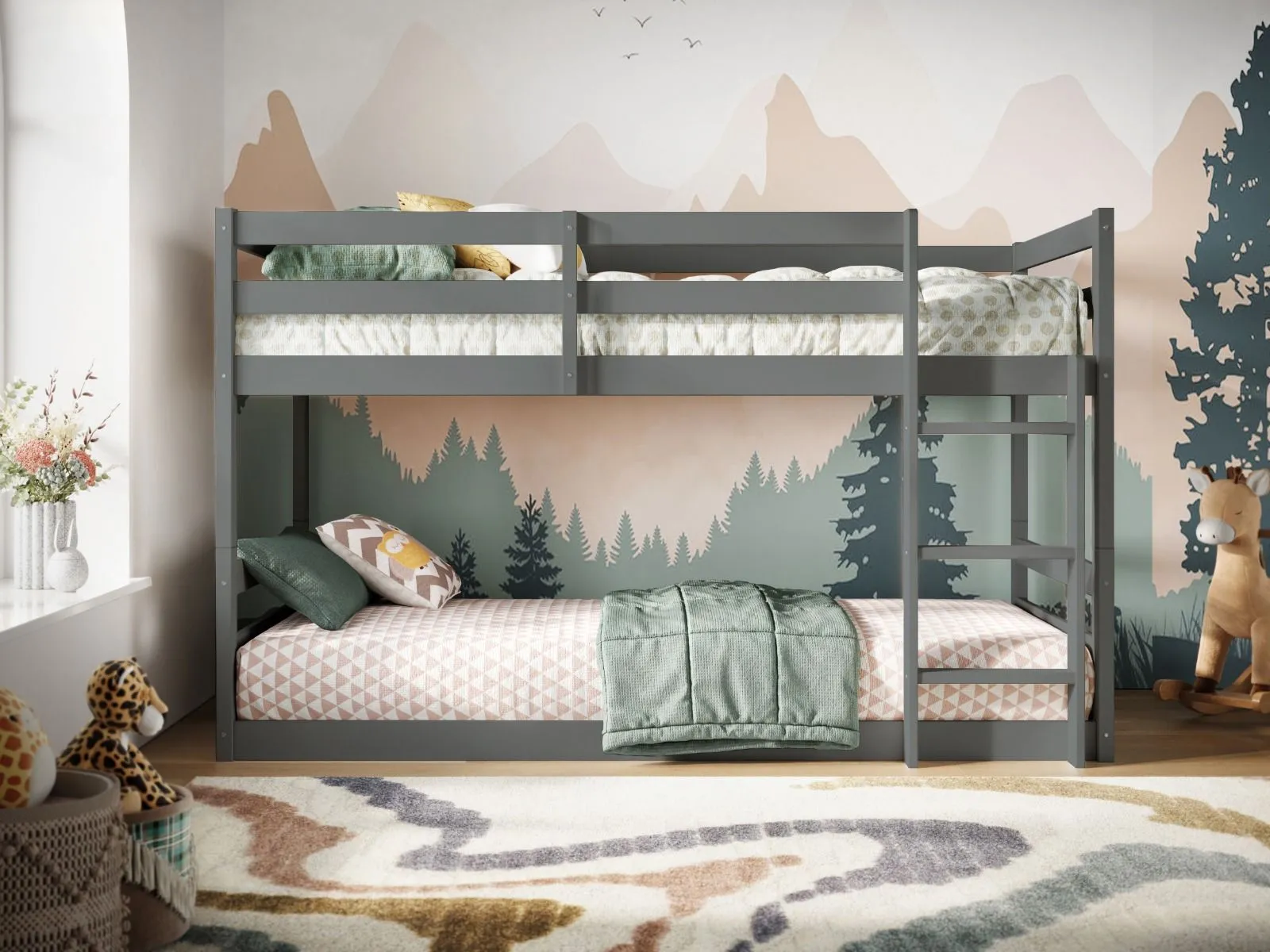 Flair Shasha Low Bunk Bed in Grey 2