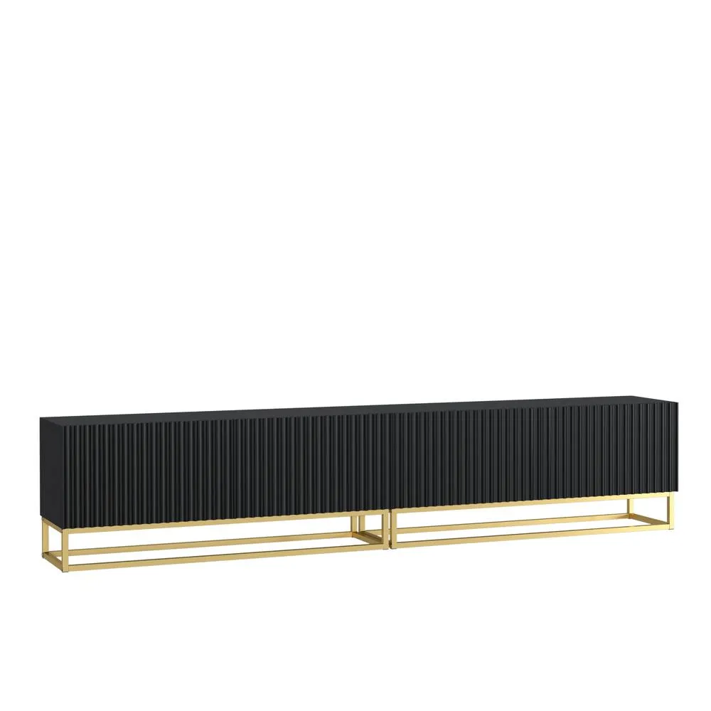 Creative Furniture Ripple Duo TV Unit 200cm - Modern Fluted Design with Push to Open Doors in Black 5