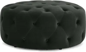 Hampton Round Pouffe, Large, Anthracite Grey Velvet