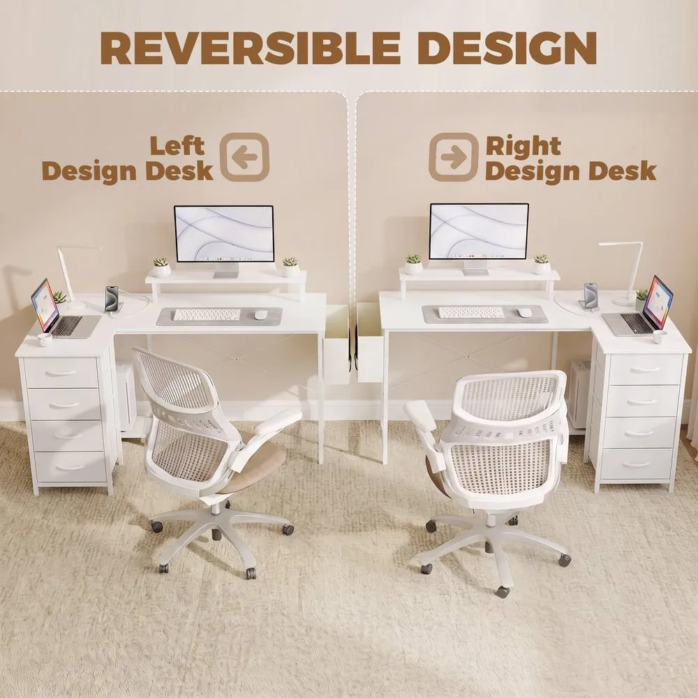 HOMCOM L Shaped Gaming Desk with Drawers Reversible USB 150 x 80 cm White 6