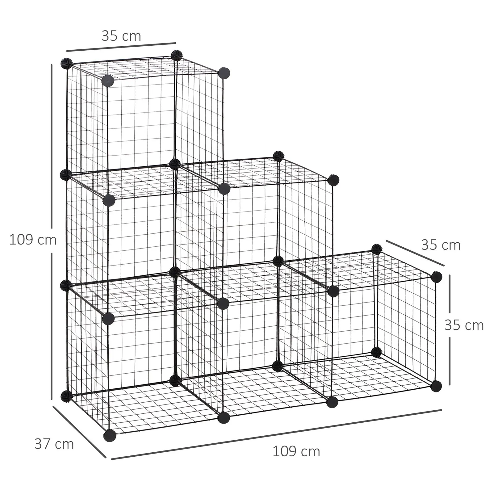 HOMCOM DIY 6 Cube Metal Wire Rack Interlocking Storage Cabinet Organiser in Black 3