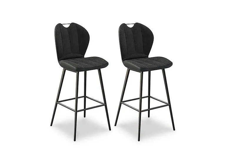 Raul Pair of Bar Stools - Anthracite