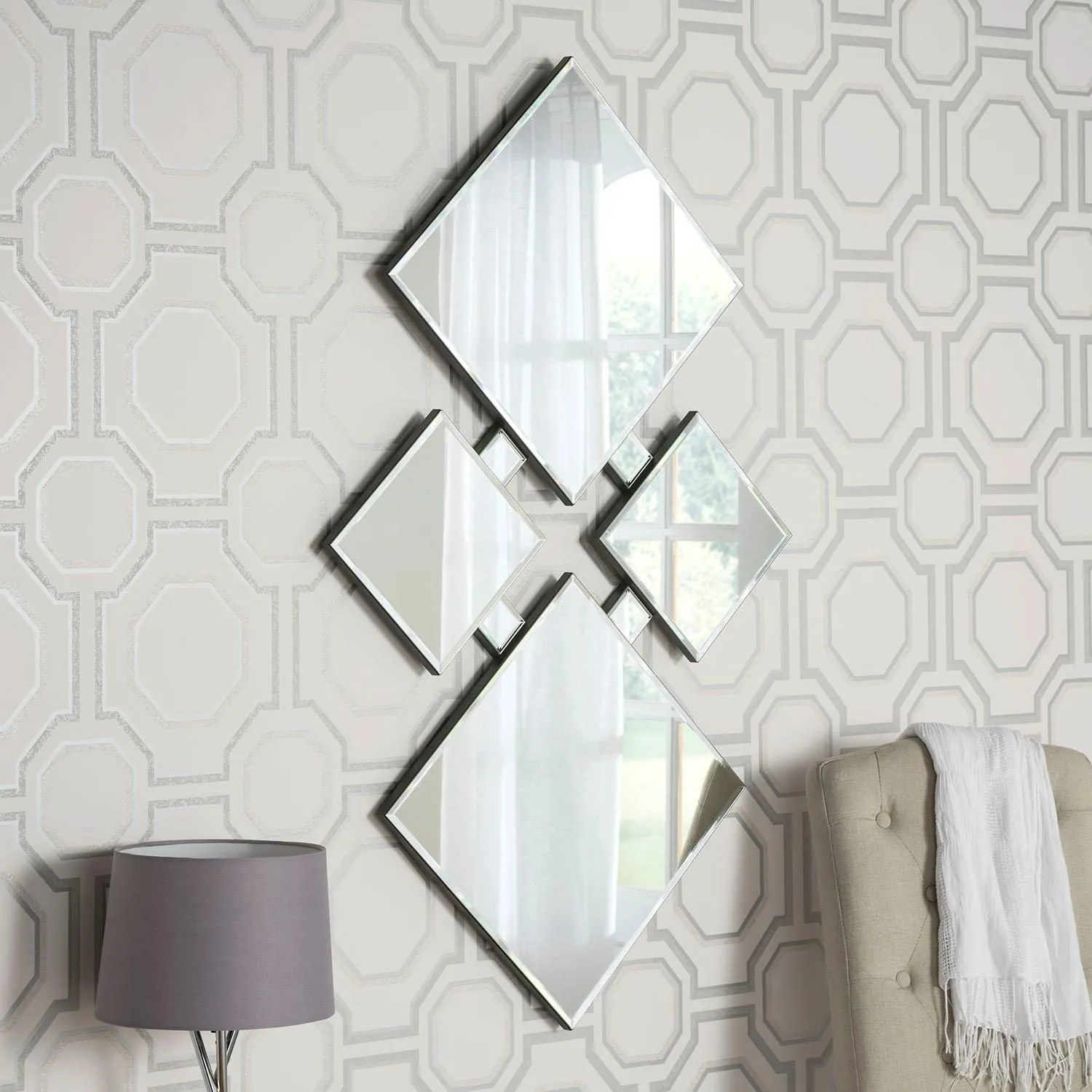 Yearn Mirrors Yearn art deco Bevelled mirror 122x74cm in Black 2