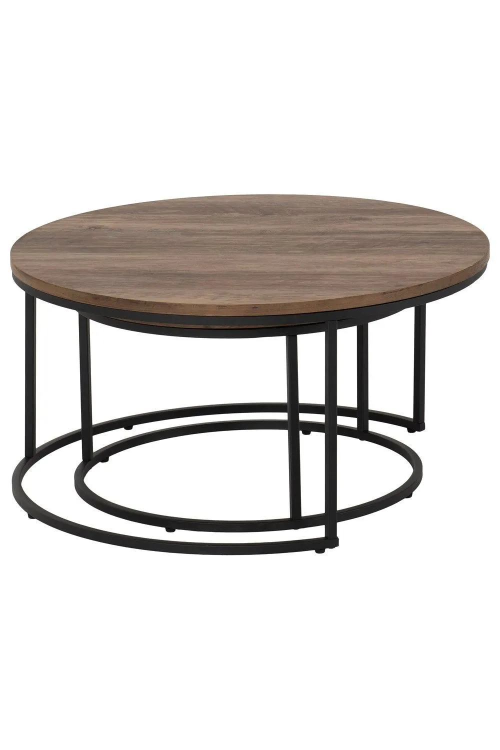Seconique Quebec Round Coffee Table Set in Dark Brown 3