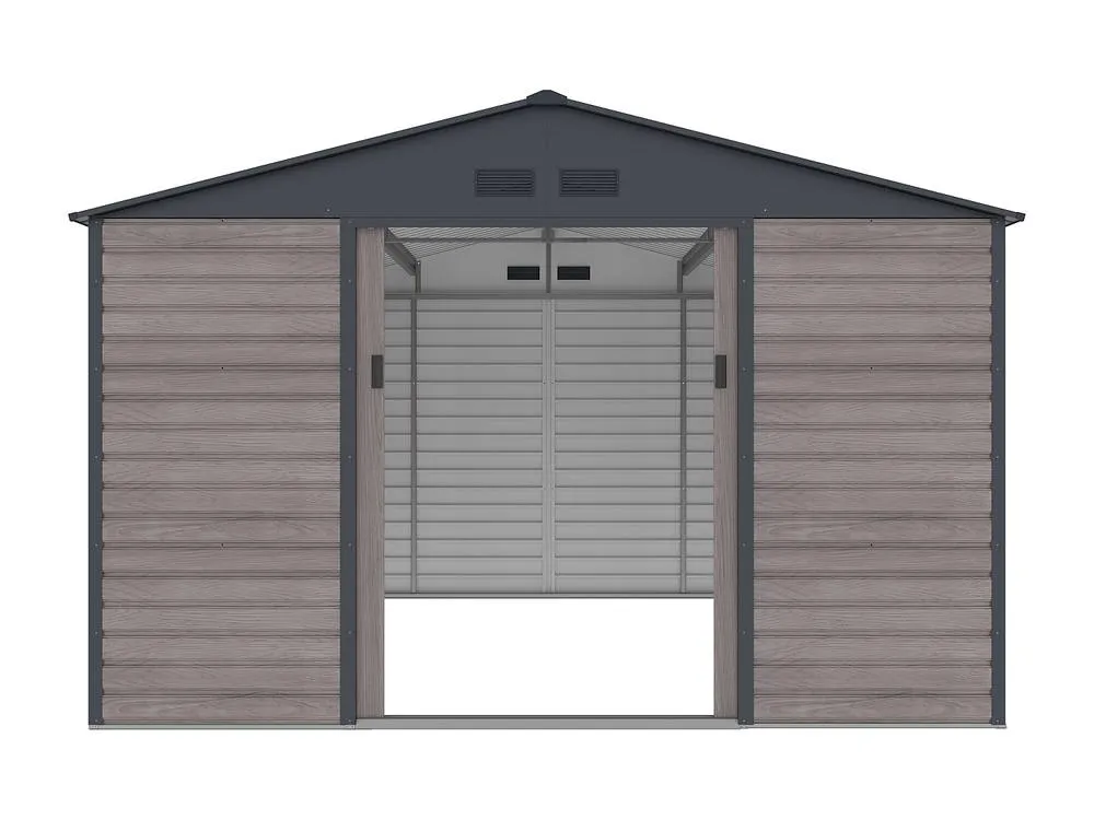 Vente-unique Galvanised Steel Garden Shed - Grey Wood Effect - 13.12 M² - ADELMO 5