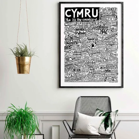 Sketchbook Design Cymru Landmarks Framed Print 2
