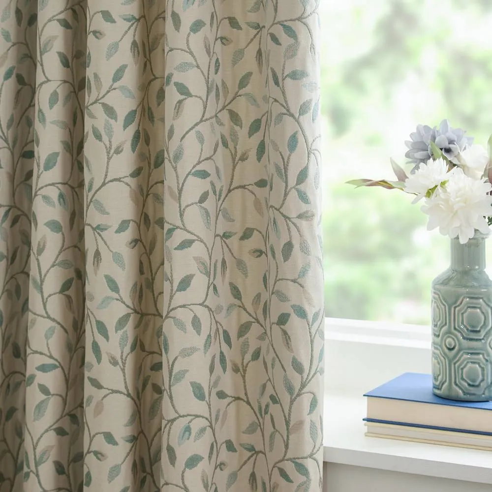 Voyage Maison Cervino Jacquard Pencil Pleat Curtain Pair in Blue 5