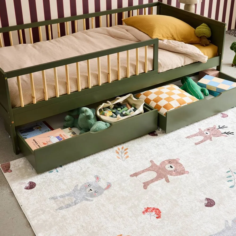 sweeek Set of 2 children's bed drawers pine wood in Green 3