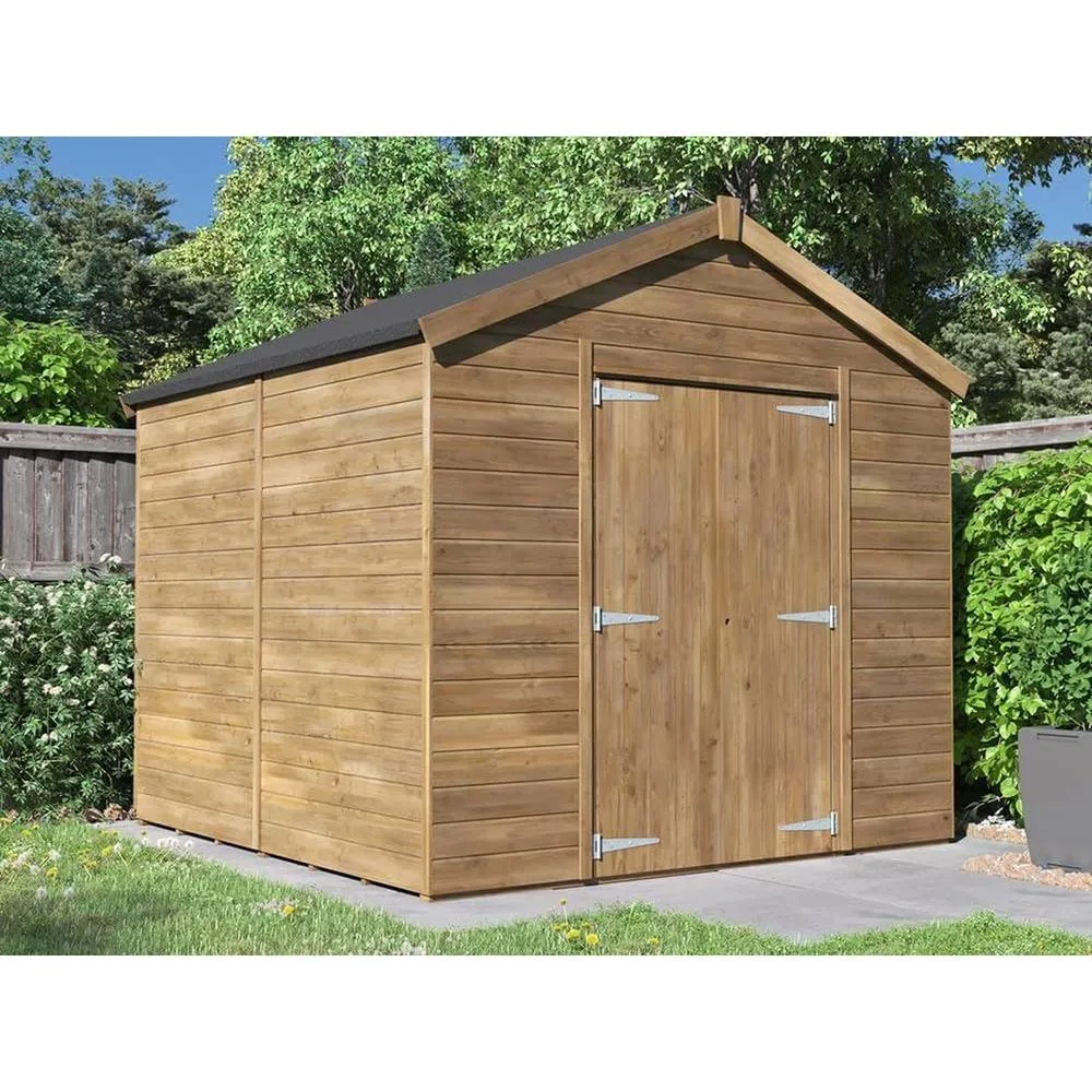 Dunster House Wooden Bike Shed Garden Building 2.4 x 2.4m Apex Plus Overlord Modular in Brown 3