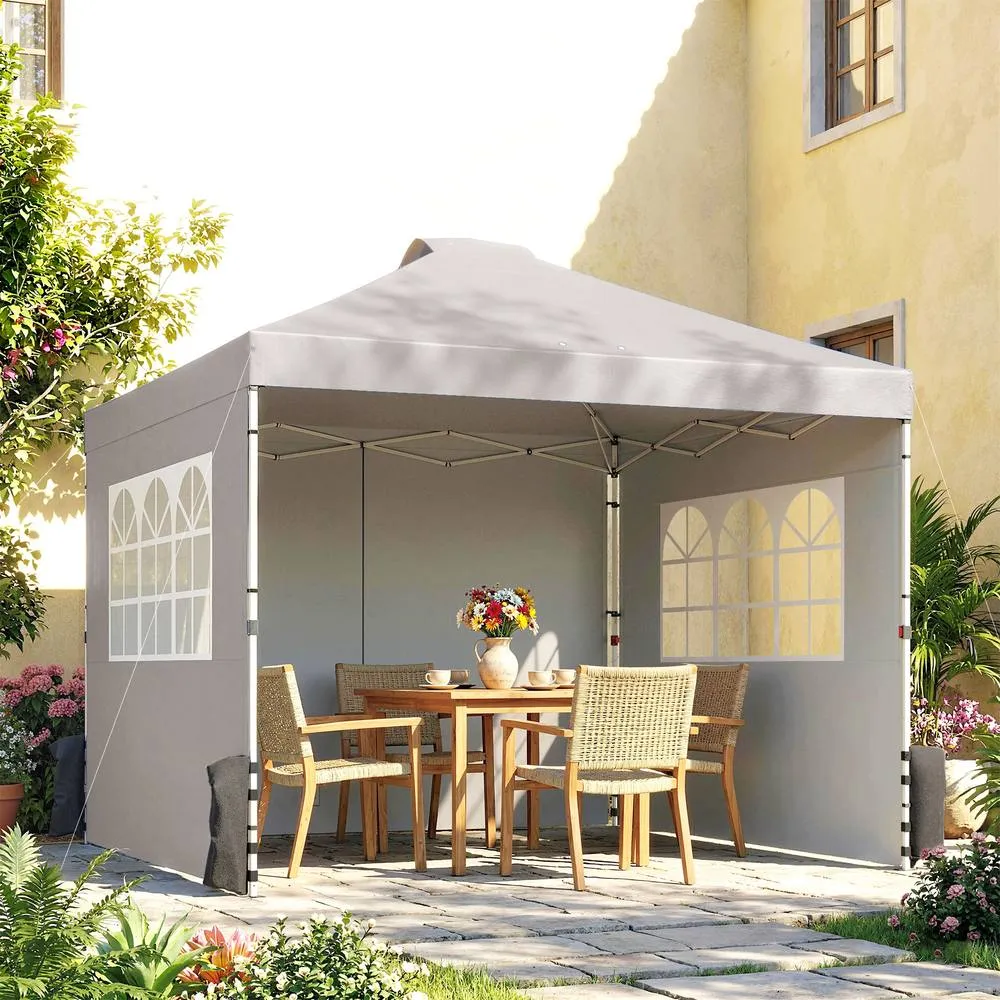OUTSUNNY Pop Up Gazebo Waterproof Height Adjustable 3 x 3 (m) Grey
