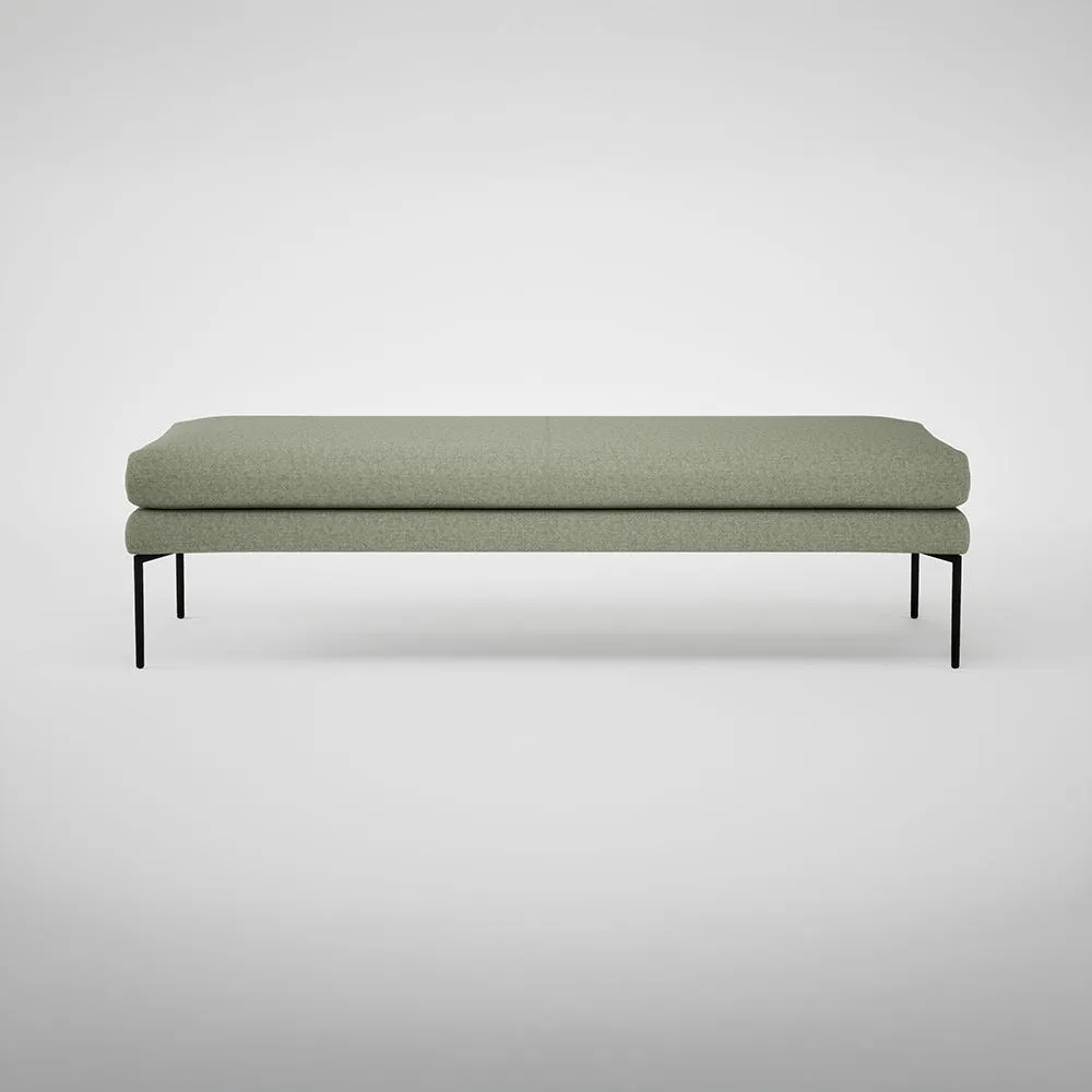 Heal's Matera Bench 160cm Siena Cotton Pistachio Black Feet