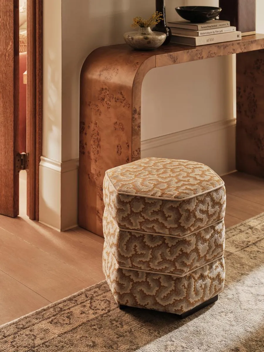Lyla Footstool, Lophelia Jacquard, Pink